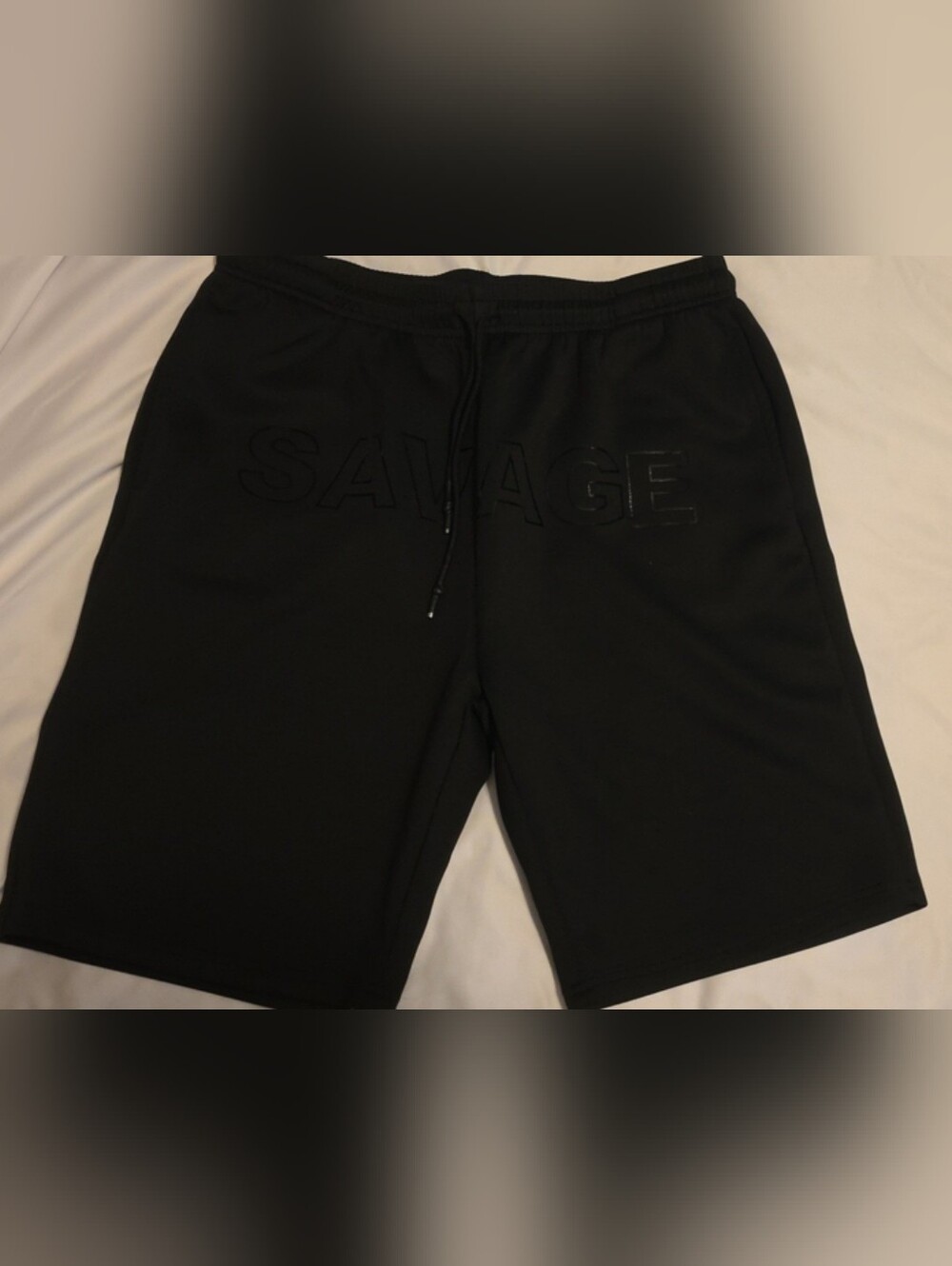 Savage Men's Large Black Athletic Shorts with Subtle Logo
